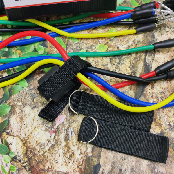 Комплект фитнесс – ремней (тросов), с регулировкой нагрузки для всех групп мышц, набор 11 предметов (эспандер) с книжкой - инструкцией на основные группы мышц JT-003