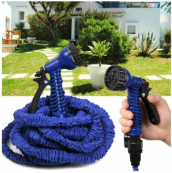 Шланг  Xhose (Икс-Хоз) 75 метров  поливочный (Икс-Хоз) саморастягивающийся с пульверизатором Синий