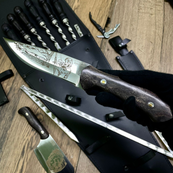 Колчан кожаный Набор для шашлыка и гриля Кизляр России, 12 предметов