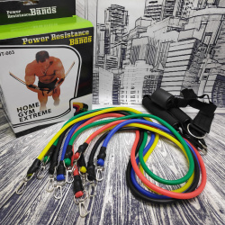 Комплект фитнесс – ремней (тросов), с регулировкой нагрузки для всех групп мышц, набор 11 предметов (эспандер) с книжкой - инструкцией на основные группы мышц JT-003