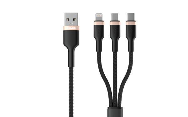 Кабель SPRING, USB 2.0 - 3-в-1, microUSB/lightning/typeC, 1.5м, 3A, OLMIO