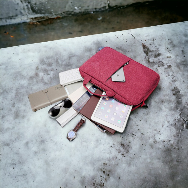Сумка для ноутбука 15.6 Elegance, красная / Крепление для чемодана, застежка на липучке, утолщенная стенка в кармане