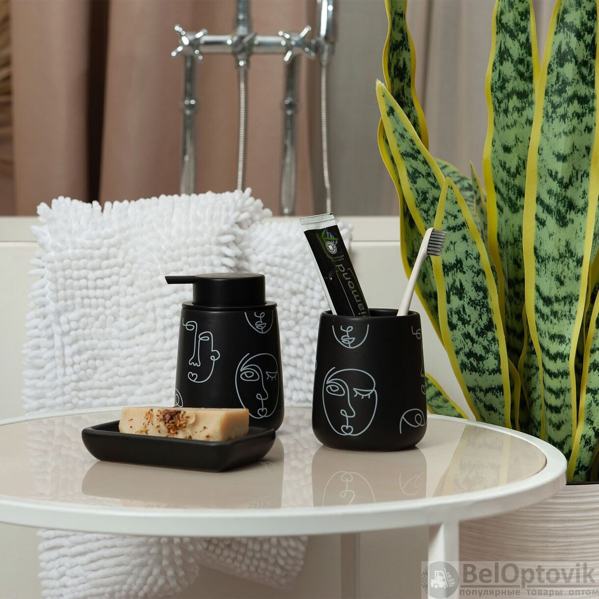 Стакан для ванной Анри, керамика, 9x9x10,5см  FRESH CODE