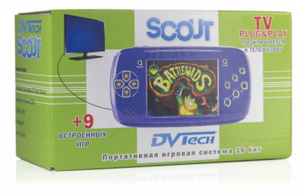 Портативная игровая приставка 16bit DVTech Scout + 9 игр Черная