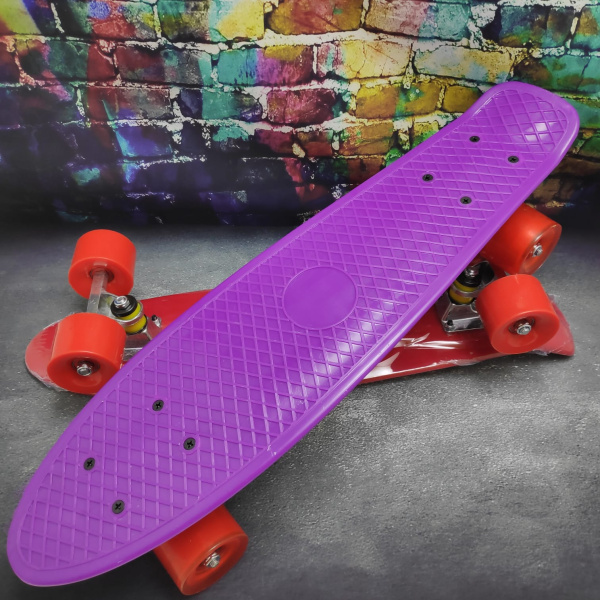 Скейт Пенни Борд (Penny Board) однотонный, матовые колеса 2 дюйма (цвет микс), до 60 кг.