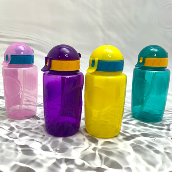 Бутылочка для воды и других напитков "LIFESTYLE" anatomicс трубочкой и шнурком, 350 мл, 3+