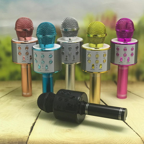 Беспроводной Bluetooth микрофон WS-858 (CT007) Розовое (красное) золото