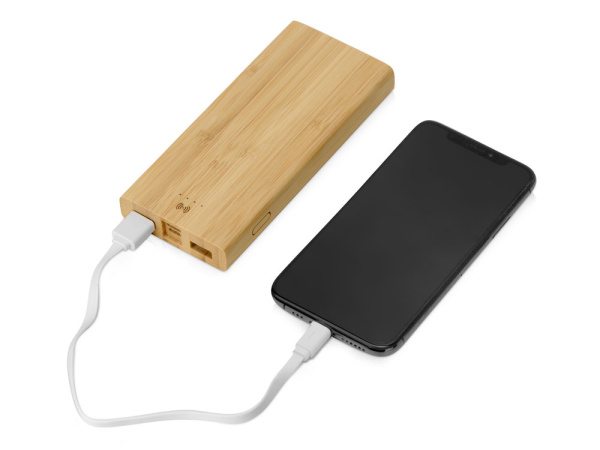 Внешний беспроводной аккумулятор из бамбука «Bamboo Air», 10000 mAh, Цвет натуральный