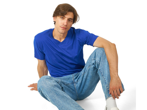 Футболка "Heavy Super Club" мужская с V-образным вырезом, Размер L, Цвет синий классический