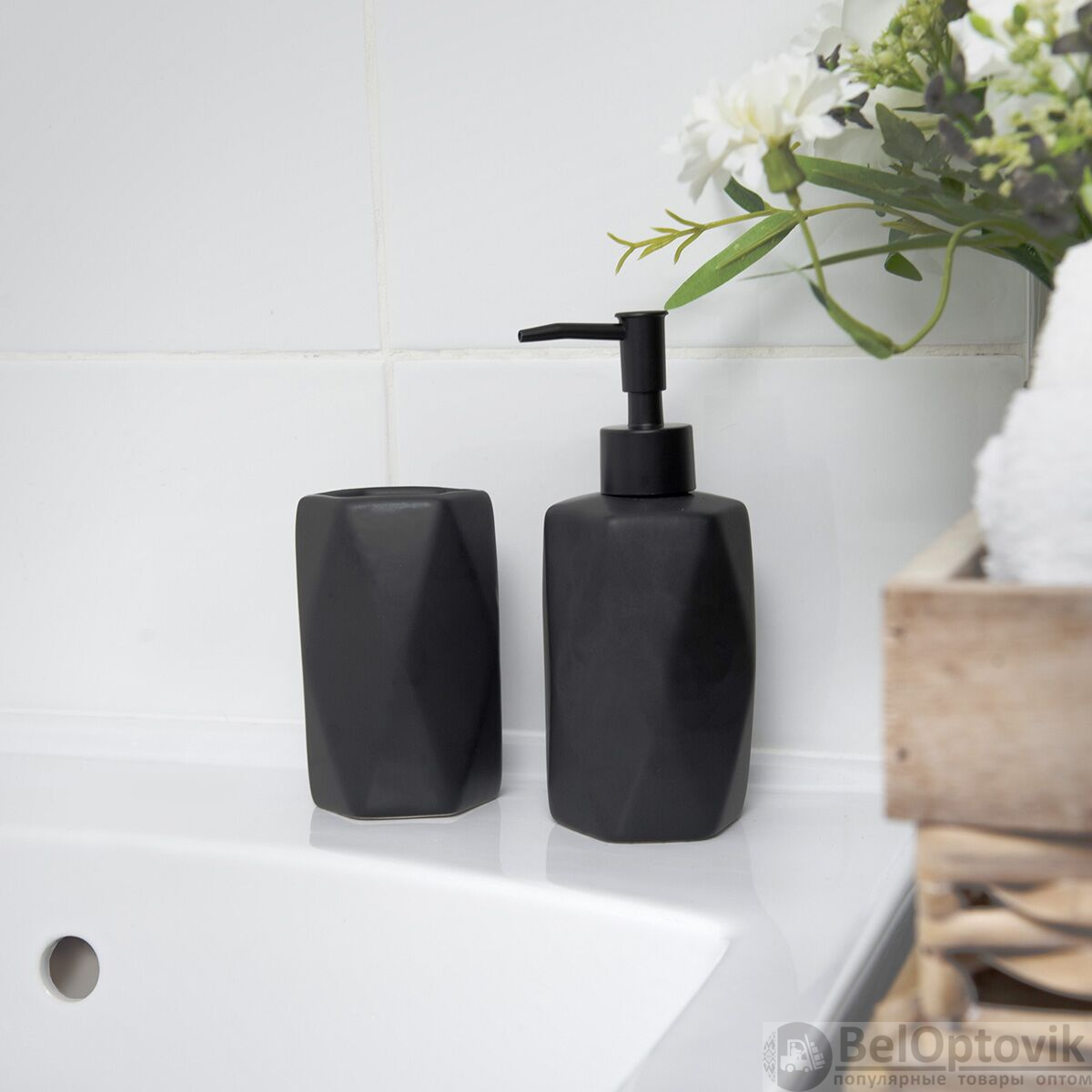 Стакан для ванной "Black", керамика, 7,5*11,8 см FRESH CODE