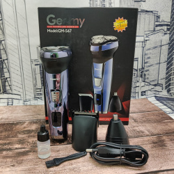 Многофункциональный портативный аккумуляторный триммер-электробритва Geemy GM-567 для лица и тела 4 в 1 (насадки для носа, ушей, бровей, бритья, окантовки)