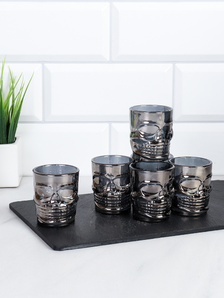 Стопка 6 штук 50 мл Череп / KL-S50Н /уп 24/ графит