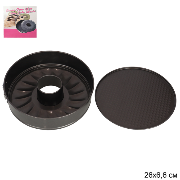 Форма для выпечки Круг со съемным дном и клипсой 26х7 см/ 2 в 1 (два сьёмных дна) / T232 /уп 12/ 0.470/ 25,5х7