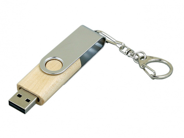 USB 2.0- флешка промо на 16 Гб с поворотным механизмом, Размер 16Gb, Цвет натуральный/серебристый