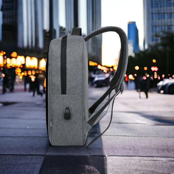 Рюкзак для ноутбука 15.6"  Skinny MBP-1050, серый /  Защита отделов, USB-порт, уплотненное дно