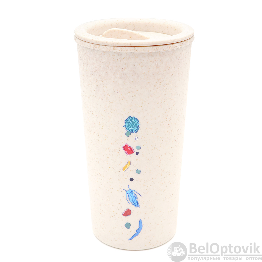 Термостакан с двойной стенкой Flathat из пшеничного волокна, бежевый