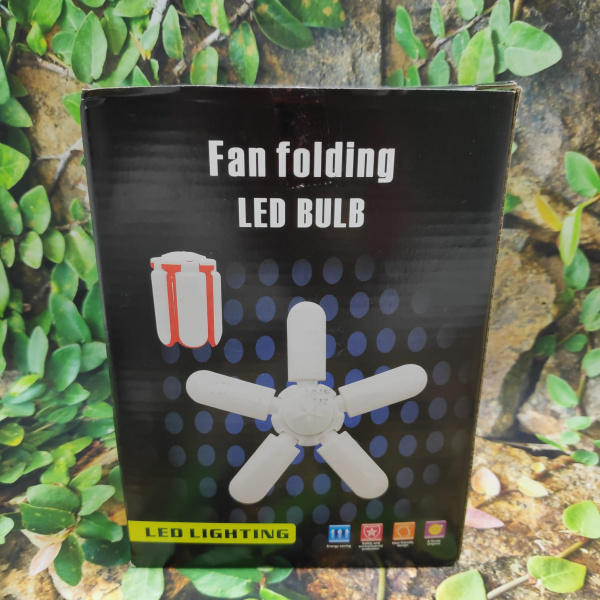 Складная светодиодная лампа в форме цветка Fan folding Led Bulb 75W E27 с пятью лопастями - лепестками (белая)