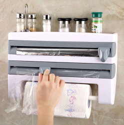 Кухонный диспенсер Органайзер Comfortable kitchen 4 в 1 (бумажные полотенца, пищевой пленка, фольга, полка для специй) 38 см