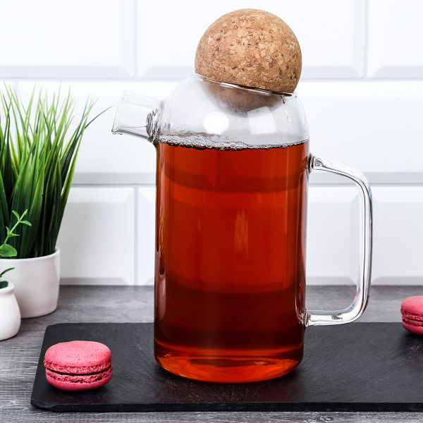 Кувшин 900 мл с ситом и пробковой крышкой / GT-35-45 /уп 40/