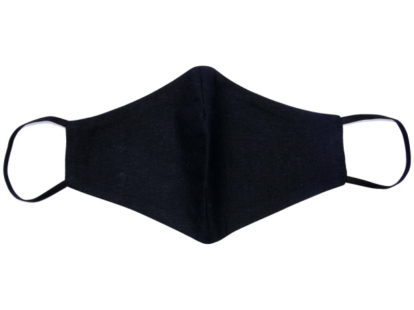 Маска для лица многоразовая из хлопка, анатомической формы без шва, Цвет черный