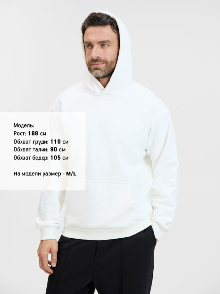 Худи унисекс оверсайз Songo, молочно-белое, размер 3XL/4XL