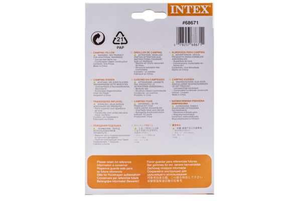 Надувная подушка 43х28х9см Intex