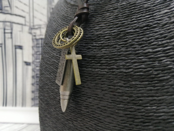 Подвеска с кулонами "Крест, Медальон, Кольцо, Пуля 3.5 см" (универсальная регулировка длины)