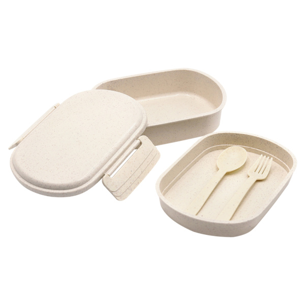 Ланчбокс (контейнер для еды) Terens / Контейнер для еды из пшеничного волокна 0,9 л со столовыми приборами