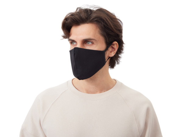 Маска для лица многоразовая из хлопка, анатомической формы без шва, Цвет черный