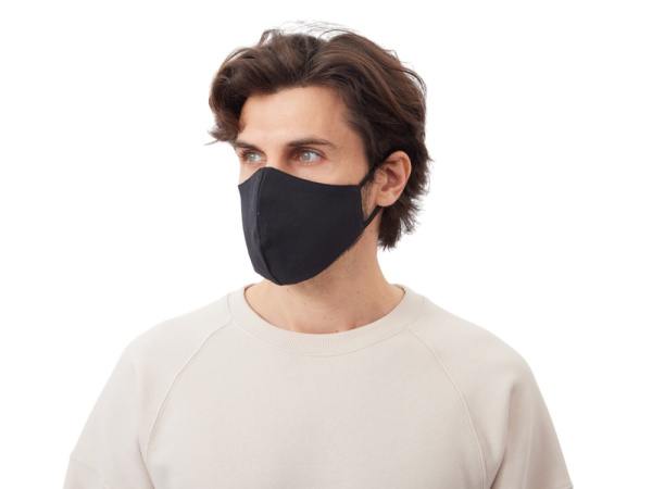 Маска для лица многоразовая из хлопка, анатомической формы, Цвет черный