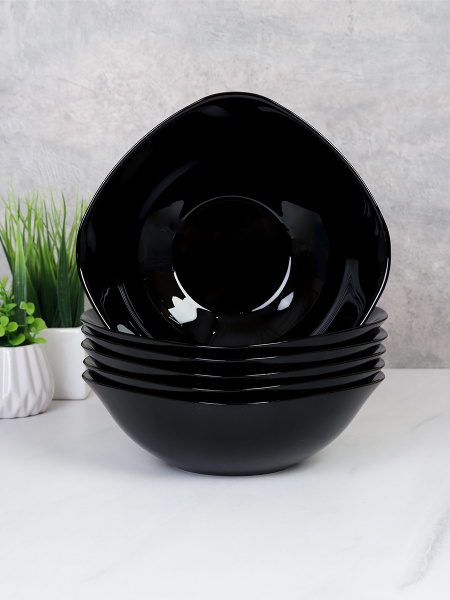 Набор суповых квадратных тарелок 6 штук 750 мл ЧЕРНЫЙ цвет / BNFW75Black /уп 8/