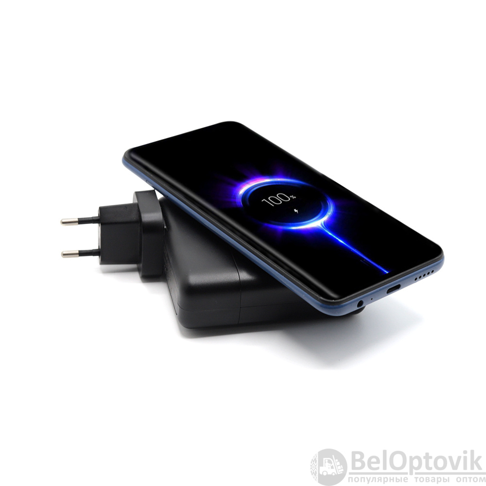 Внешний аккумулятор Gemini с беспроводной зарядкой и сетевым адаптером, 10000 mAh, черный