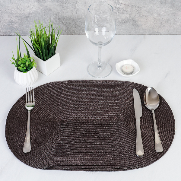 Салфетка для стола овальная / brown /уп 6/300/ 30х45 см темно-коричневая