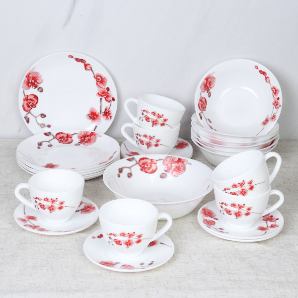Столовый набор 25 предметов с чайным набором / 25/YGB-220 (6755) /уп2/Орхидея на ветке
