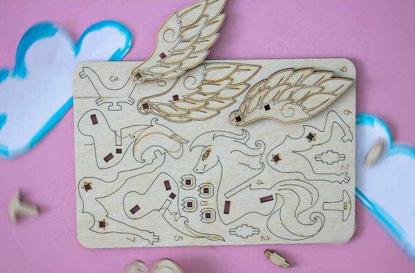 Деревянный конструктор UNIT (сборка без клея) Пегас UNIWOOD