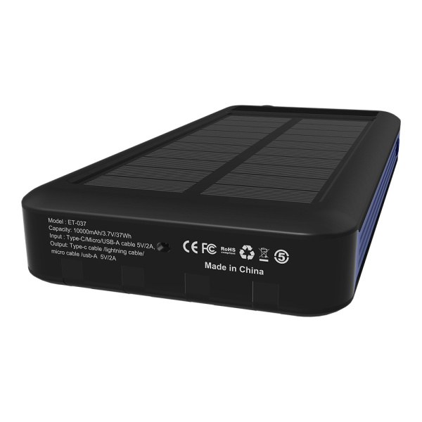 Внешний аккумулятор Xyron с солнечной панелью, 10000 mAh, синий