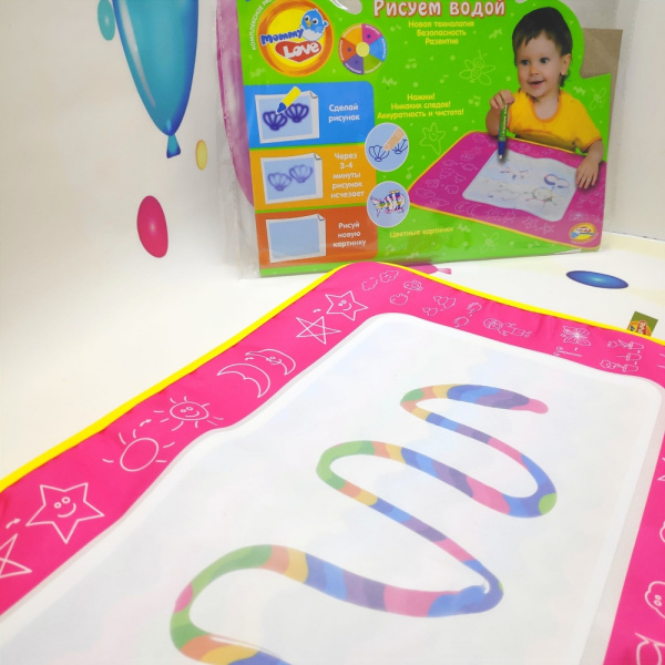 Развивающий водный коврик для рисования Mommy Love Рисуем водой, 44 х 29 см.