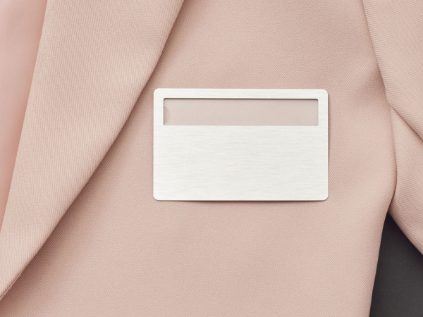 Магнитный металлический бейдж, Цвет серебристый