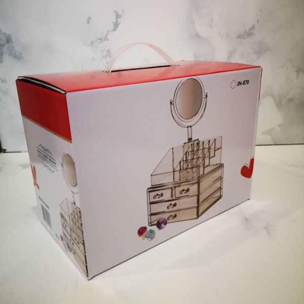 Акриловый Органайзер 4 полки для Косметики с Зеркалом Acrylic Cosmetic Organizer NEW