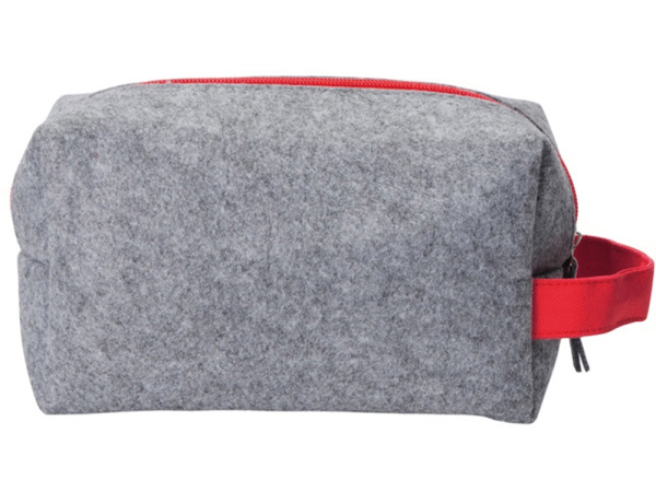 Органайзер для электроники и проводов «Felt» из RPET-фетра с ручкой, Цвет серый, красный