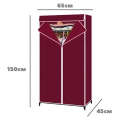 Шкаф складной каркасный тканевый STORAGE WARDROBE mod.SH-7088B. Одно отделение, полка. SM Home 65х40х150 см. Бордовый