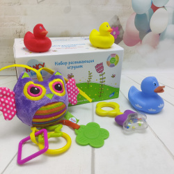 Набор из 5-ти развивающих игрушек для самых маленьких Fancy Baby "Совушка" серии "Моя первая игрушка", в боксе