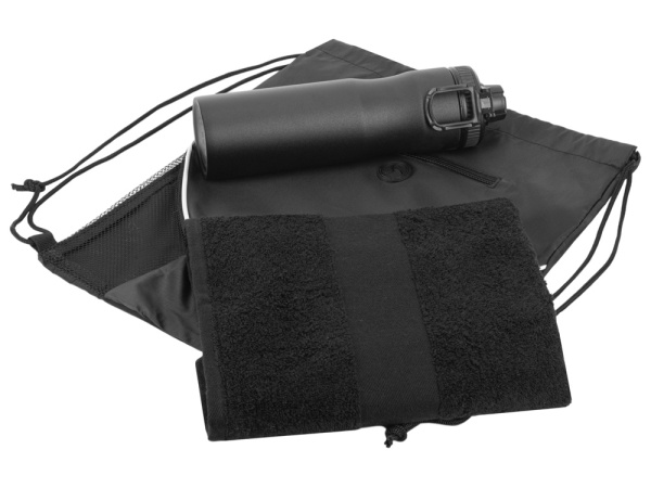 Спортивный набор со стальной бутылкой и полотенцем «Advanced», Цвет черный