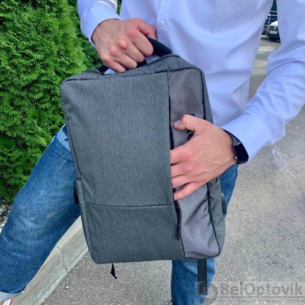 Городской рюкзак “BACKPACK” с USB и отделением для ноутбука до 17" серый