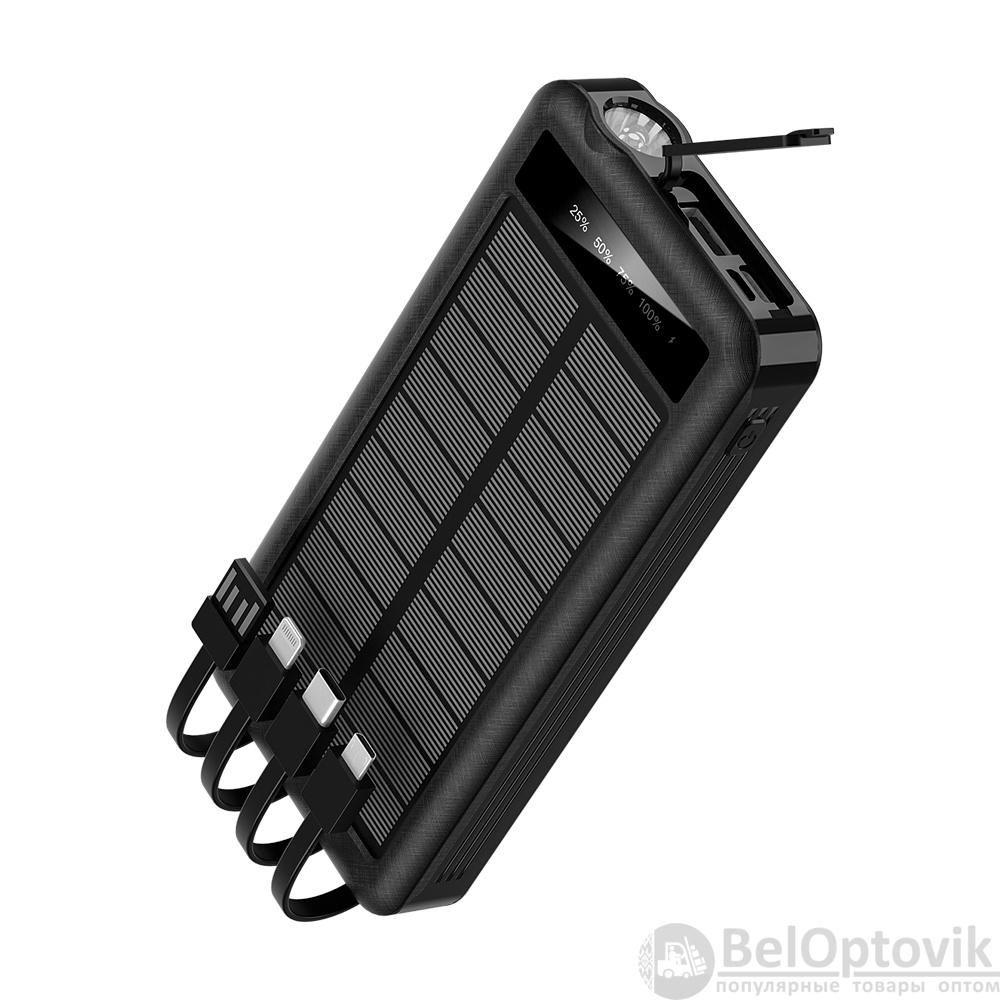 Внешний аккумулятор Xyron с солнечной панелью, 10000 mAh, черный