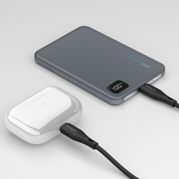 Внешний АКБ NRG MageSafe Alum 5000 мА-ч, 15Вт QI, Размер 5000 mAh, Цвет серый