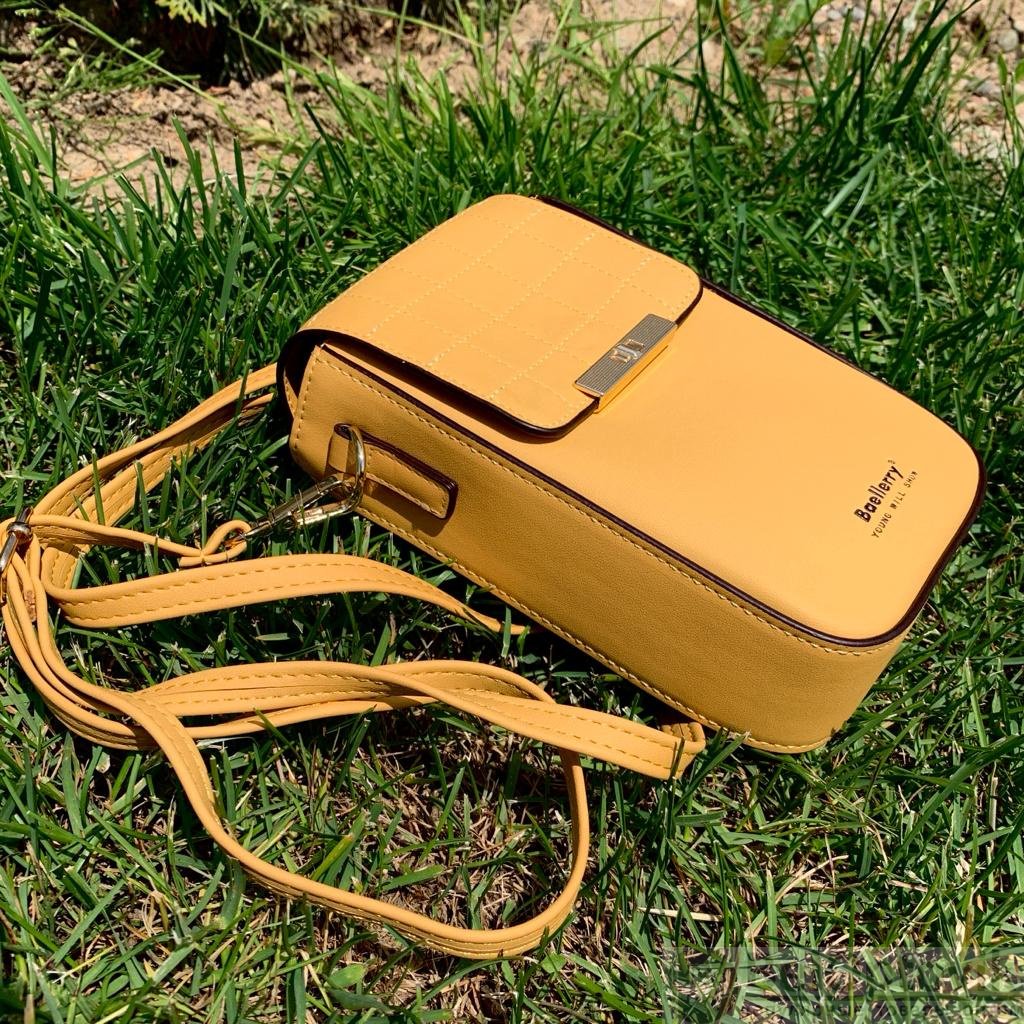 Женская сумка клатч BAELLERRY Show You 8612 для телефона с ремешком Темно-лимонная