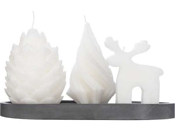 Набор свечей на подставке «New year», Цвет белый, серый