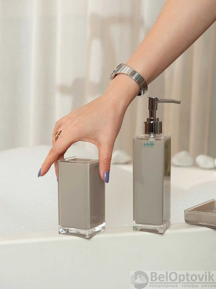 Стакан для зубных щеток Глянцевый тауп, 5,4*5,4*11,5 см, FRESH CODE