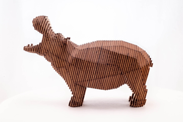 Деревянный конструктор (сборка без клея) Бегемот UNIWOOD